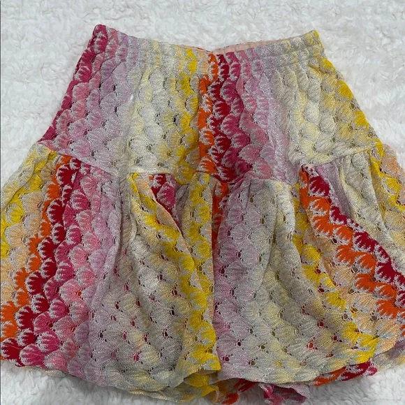 Missoni Multicolor Crochet Tiered Mini Skirt - Pink, Yellow, Orange - Picture 3 of 7